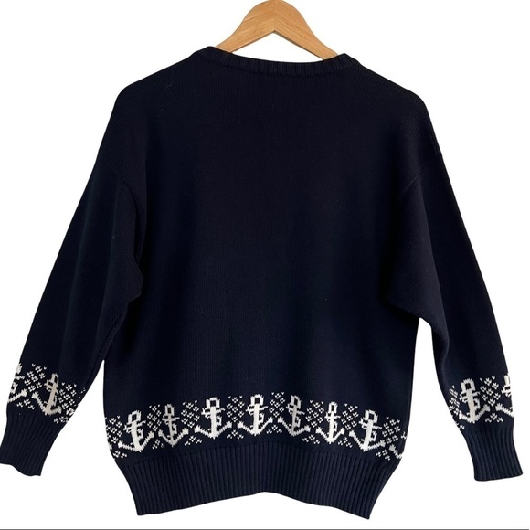 BURBERRY’S Vintage Button Down Navy Blue Anchor Cardigan - Picture 3 of 10